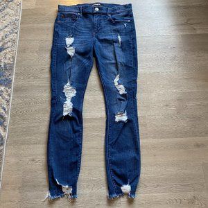 EXPRESS Ripped Mid Rise Ankles Jeans